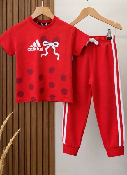 Fiyonk baskılı eşofman takımı kırmızı