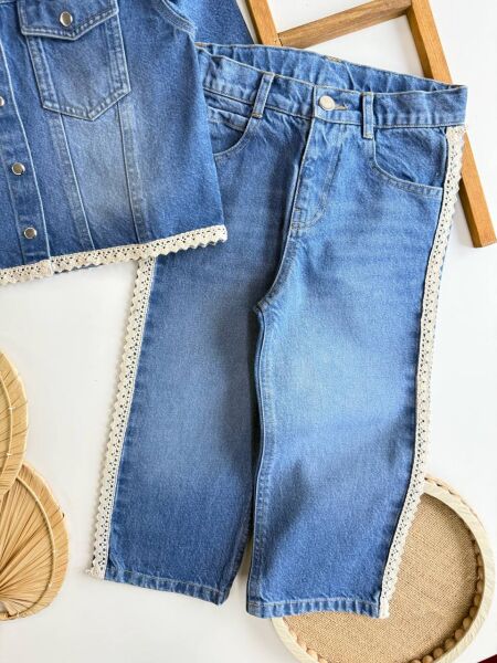 Fisto detaylı denim takım