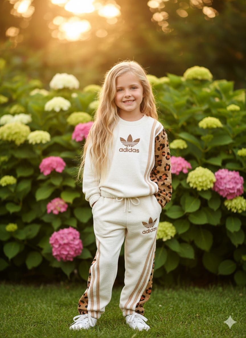 Krem-leopar eşofman takımı