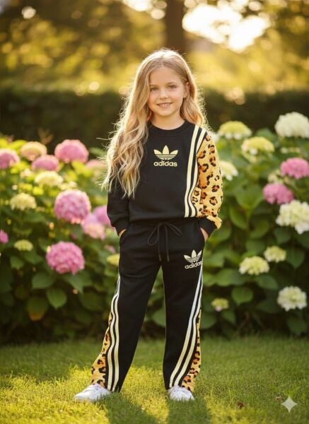 Siyah-leopar eşofman takımı