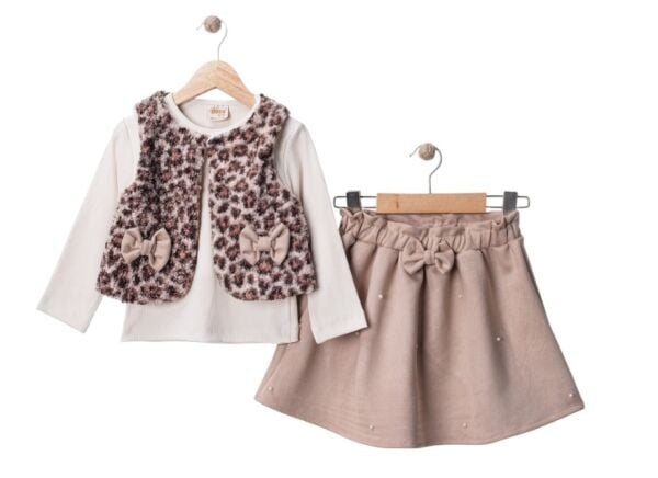 Süet etekli üçlü set takım